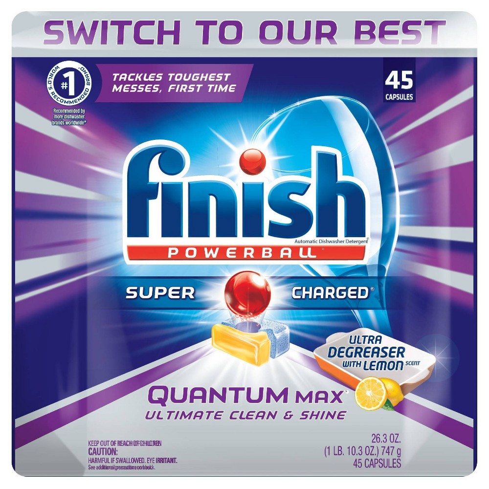 UPC 051700881093 product image for Finish Quantum Dishwasher Detergent, Lemon Sparkle Scent, 45 Count | upcitemdb.com