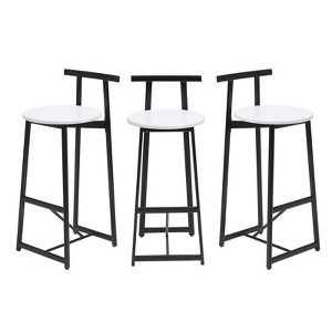 FONTOI 3PCS Counter Stools with Back&Footrests, Armless Counter Height Bar Stools for Living Room Kitchen, Black&White, 13.78"*34.25"*15.55" - 1 of 4