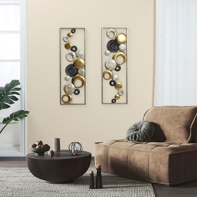 Modern Multi-Color Abstract Iron Wall Decor Panels Set