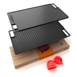 NutriChef 18'' Reversible Cast Iron Grill Pan - Flat & Grilled Cooking NCCIRG59 - 1 of 4