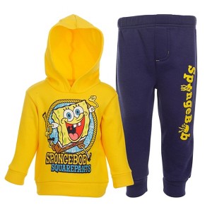 SpongeBob SquarePants Little Boys Fleece Pullover Hoodie and Jogger Pants Outfit Set Yellow 7-8 - 1 of 4