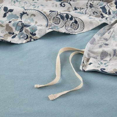 Elsie Blue Floral Cotton Full/Queen Duvet Cover Set