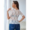 Avidlove Mesh Top for Women Short Sleeve Crew Neck Fitted Top Solid & Floral Lace Tee Shirts - 2 of 4