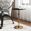 SYFERLORY  Adjustable-Height Pedestal Drink Table, Antique Brass Metal Plant Stand With Faux Marble Oval Tabletop，Black - 2 of 4