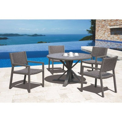 Venice 5pc 48" Round Dining Set - Gray - Courtyard Casual