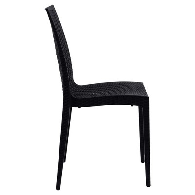 Black Polypropylene Weave Design Armless Dining Chairs, Set of 4