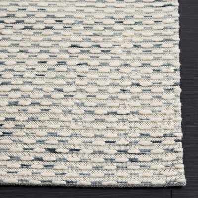 Marbella Beige and Blue Handwoven Wool Area Rug 3' x 5'