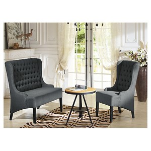 Vincent Linen Button-Tufted Chair with Silver Nail heads Trim Gray - Baxton Studio - 1 of 3