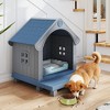 Plastic Outdoor Dog House with Porch, Grey and Blue - 2 of 4