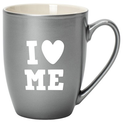 Elanze Designs I Heart Me Grey 10 ounce New Bone China Coffee Cup Mug