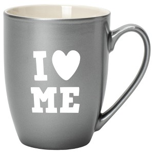 Elanze Designs I Heart Me Grey 10 ounce New Bone China Coffee Cup Mug - 1 of 4