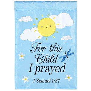 Dicksons For This Child I Prayed - 1 Samuel 1:27, Blue 18 x 13 Inch Polyester Outdoor Garden Flag - 1 of 2