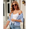 Womens 3/4 Sleeve Cardigan Ribbed Knit Front Button Down Cardigan with Wavy Trim Womens Sweater Shrugs - 2 of 4