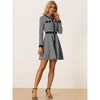 INSPIRE CHIC Women's Houndstooth Plaid Contrast Color Crew Neck Button Front Elegant A-Line Dress - 2 of 4