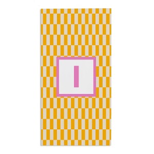 Personalization Mall Bright Check 30x60 Beach Towel, Yellow/Pink - 1 of 2