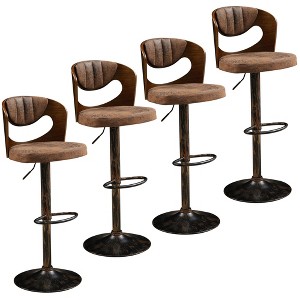 VECELO Swivel Bar Stools Height Adjustable Wooden Barstools, Set of 2 Seats - 1 of 4