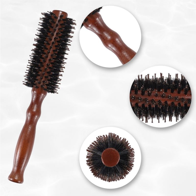 Unique Bargains Soft Nylon Bristle Round Curling Hair Twill Comb Brown, 5 of 7