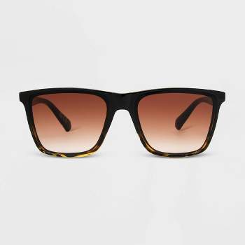 Women's Shiny Plastic Square Sunglasses with Gradient Lenses - Universal Thread™ Black/Tortoise Print