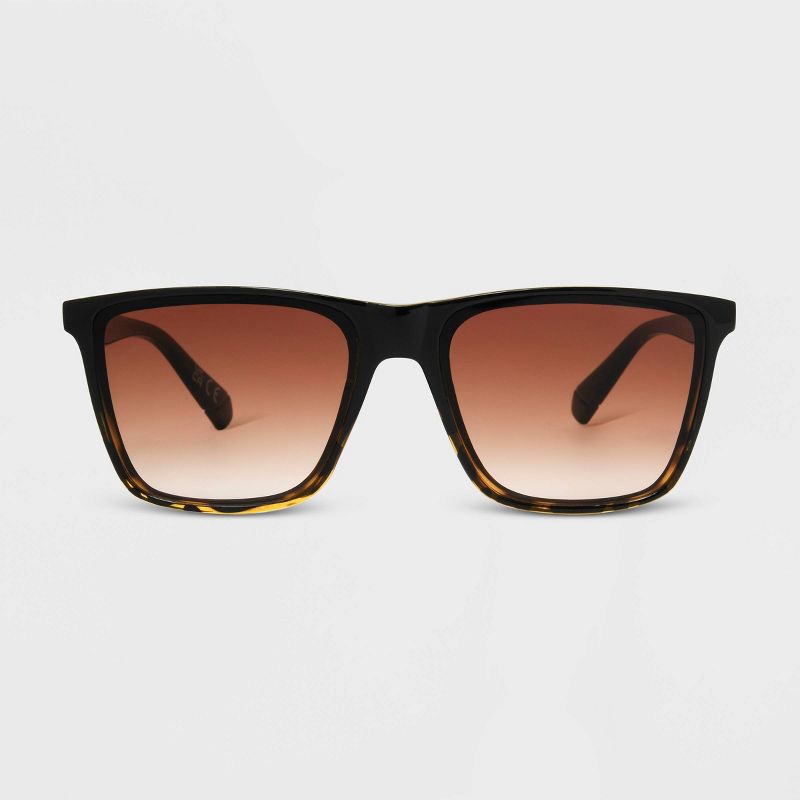 Women&#39;s Shiny Plastic Square Sunglasses with Gradient Lenses - Universal Thread&#8482; Black/Tortoise Print, 1 of 6