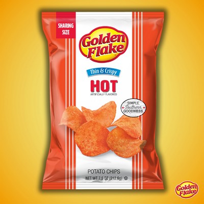 Golden Flake Hot Potato Chips - 7.5oz