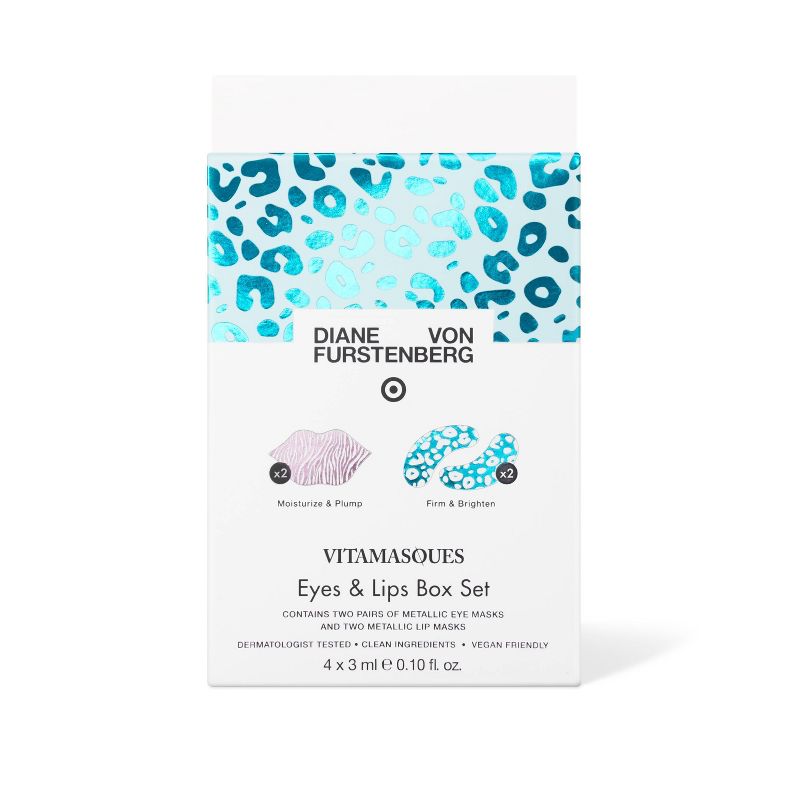DVF for Target x Vitamasques Metallic Animal Print Lip &#38; Eye Set - Firm &#38; Brighten + Moisturize - 4ct, 1 of 4