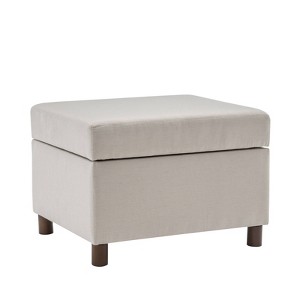 25" Wide Rectangle Storage Ottoman with Wood Legs and Hinged Lid - WOVENBYRD - 1 of 4