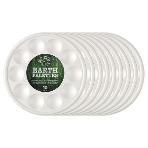 Creative Mark Disposable Paint Palette, 7-3/8" Diameter, 10 Pack - Eco-Conscious, Biodegradable Paint Holder Tray for Artists, Compostable Paint Tray - 1 of 4