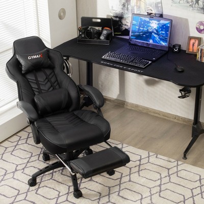 Black Adjustable Gaming Chair with Footrest and High Back