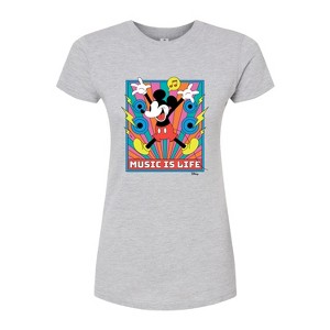 Women's - Disney - Mickey Music Is Life Fitted Graphic T-Shirt - 1 of 3