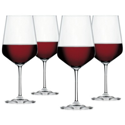 European-Made Lead-Free Crystal Red Wine Glasses, Set of 4, 22.2 oz
