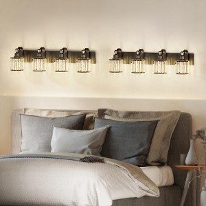 Modern Vanity Light Fixture – Black Wall Light with Round Glass Shades for Bathroom Mirror & Shower - 1 of 4