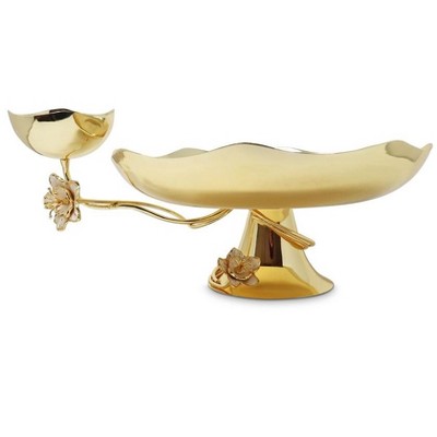 Classic Touch Gold Chip and Dip Tray with Flower Detail