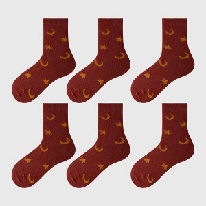 Anna-Kaci Women's 6pk Cozy Knitted Mid-Calf Socks for Winter & Casual Styling - 1 of 3