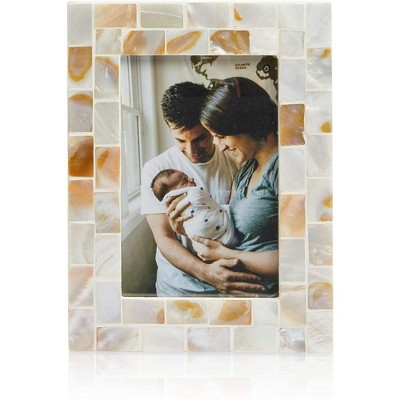 Okuna Outpost White Seashell Beach Picture Frame for 4 x 6 Inch Photos (8 x 6 x 0.43 in)