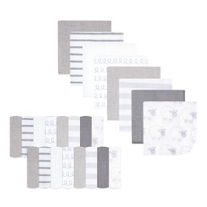 Hudson Baby Infant Unisex Rayon from Bamboo Washcloth Bundle, Gray Sheep, One Size - 1 of 4