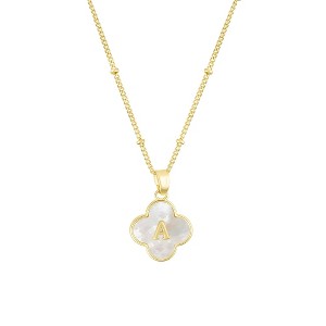 Adornia 14k Gold Plated Mother-of-Pearl Initial Clover Necklace - 1 of 4