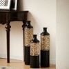 Angel Sar Matte Black Large Floor Vase, Gold Baroque Vines, Metal Flower Vase(Set Of 3) - 2 of 4