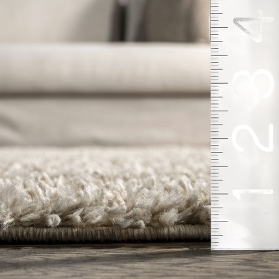 Braided Beige Rectangular Shag Area Rug with Tassels