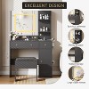 Vanity Desk and Stool with Mirror and Lights，Makeup Vanity with Charging Station, Drawers, Storage Shelves for Bedroom - 3 of 4