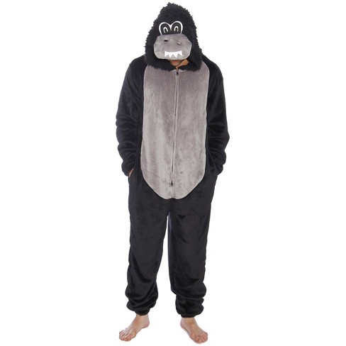 followme Mens One Piece Gorilla Adult Onesie Velour Hoody Pajamas 6428 M