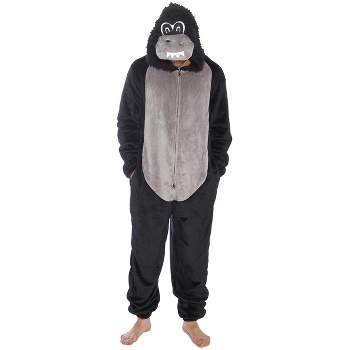 #followme Mens One Piece Gorilla Adult Onesie Velour Hoody Pajamas