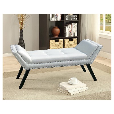 Tamblin Large White Faux Leather Mid-Century Modern Ottoman Bench