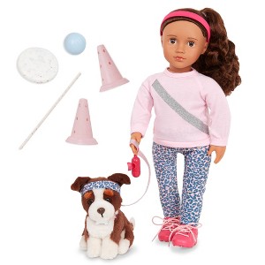 Our Generation Natalia & Nillie 18" Doll & Pet Training Set - 1 of 4