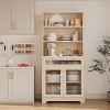 TackView 62" Pantry Cabinet with Storage Drawers Kitchen Bar Cabinet with 3-Tier Open Shelf Microwave Stand Glass Door Cupboard for Dining Living Room - 2 of 4