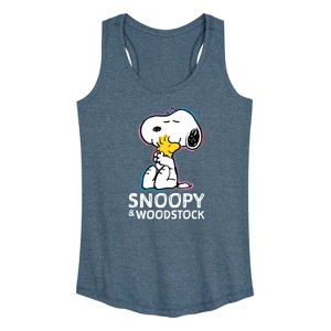 Women's - Peanuts - Snoopy And Woodstock Graphic Racerback Tank - 1 of 4