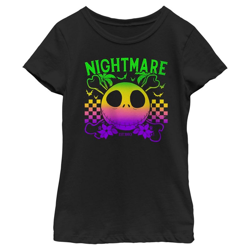 Girl's The Nightmare Before Christmas EST. 1993 Neon Rainbow Jack T-Shirt, 1 of 5