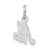 Black Bow Jewelry 14k White Gold, Sadie Collection, Mini Satin Script Initial M Charm - 3 of 4