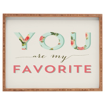 Allyson Johnson Floral You Are My Favorite Rectangle Tray - Pink - Deny Designs