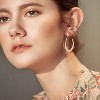 Lightweight Teardrop Hoop Earrings for Women - 14k Gold/White Gold Plated Large Oval Pull Through Hoop Earrings High - 4 of 4