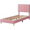 Twin/Twin XL Boucle Upholstered Platform Bed Frame with Wave Headboard, Low-Profile Design, Wooden Slats Support, No Box Spring Needed - 3 of 4